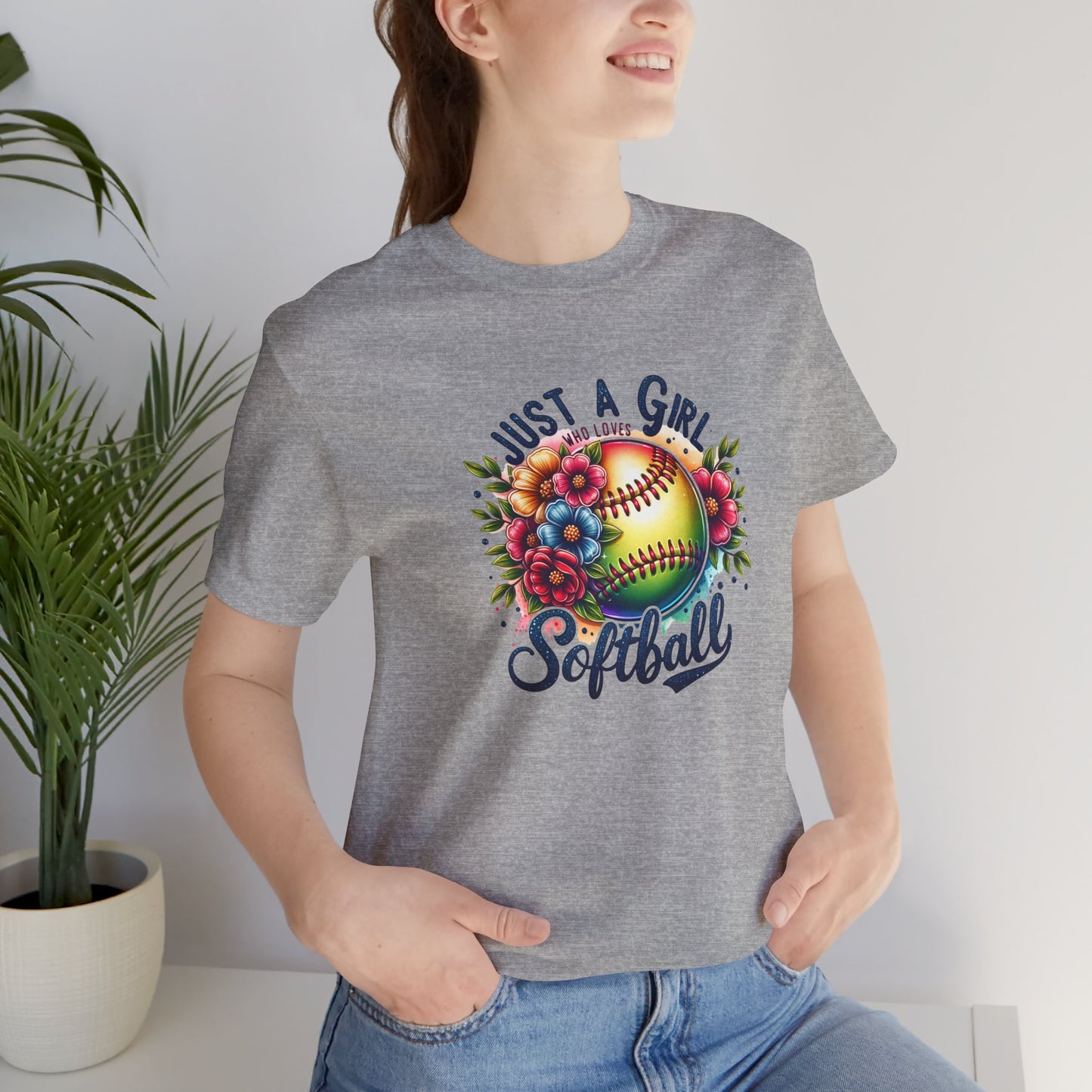 Just a girl that loves Softball floral mom shirt