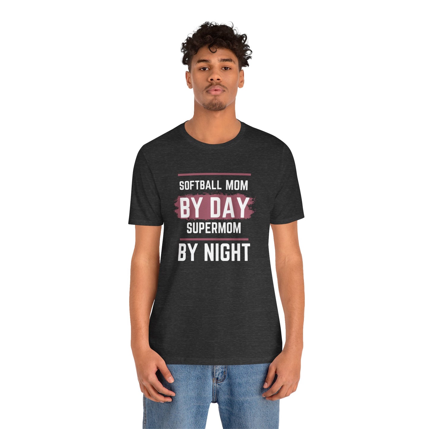 Softball mom by day Super Mom by Night Unisex Jersey Short Sleeve Tee