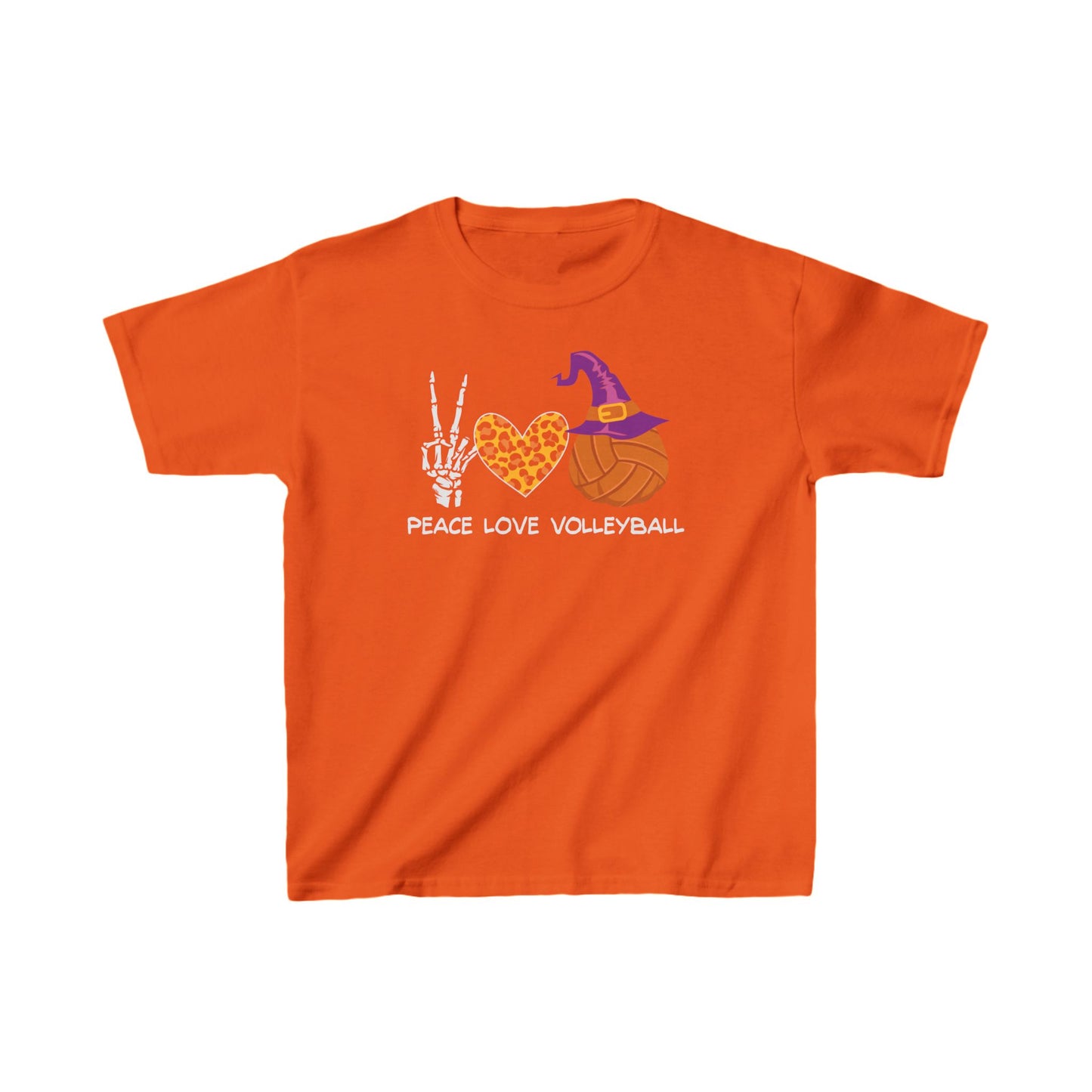 Peace Love Volleyball Halloween Witch Kids Tee