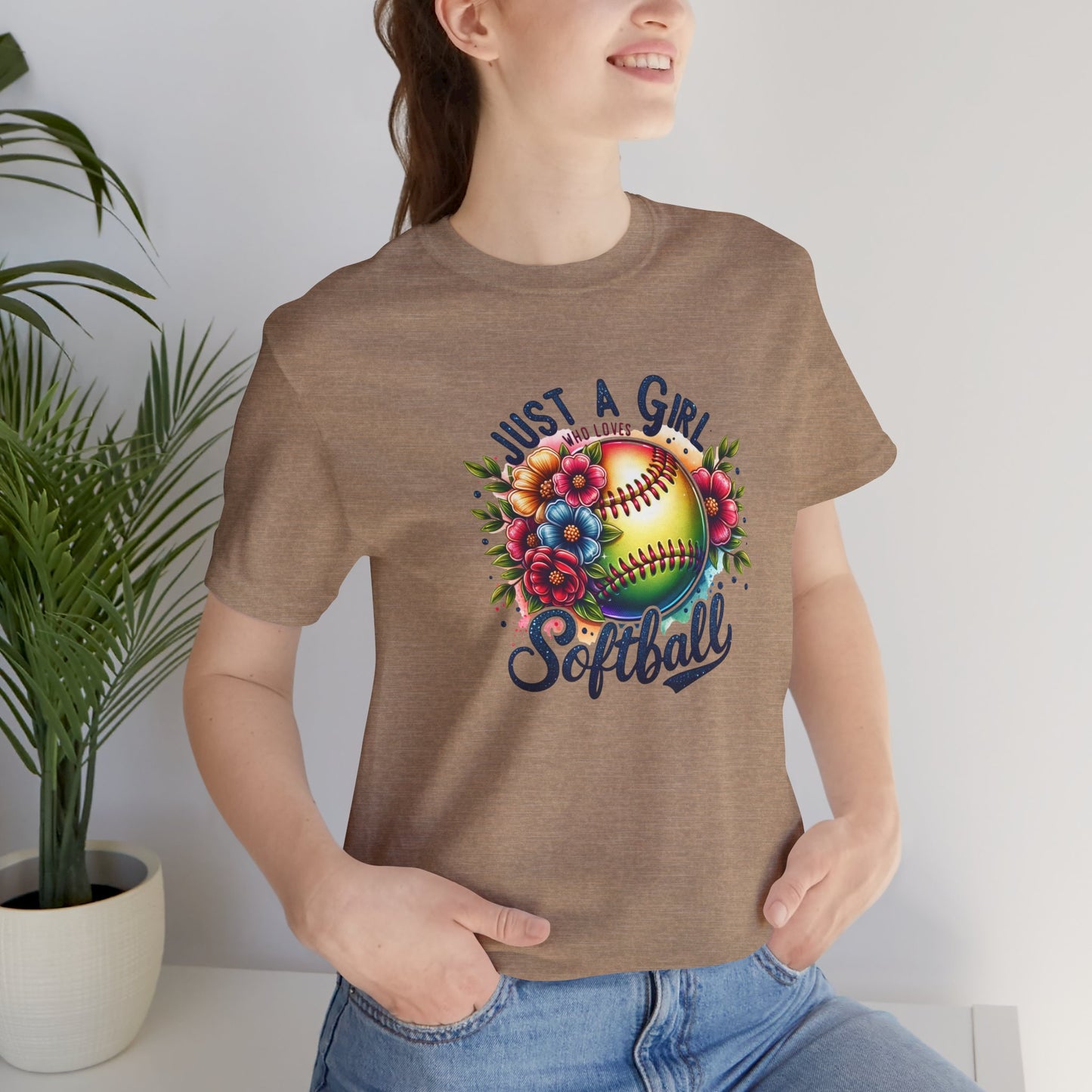 Just a girl that loves Softball floral mom shirt