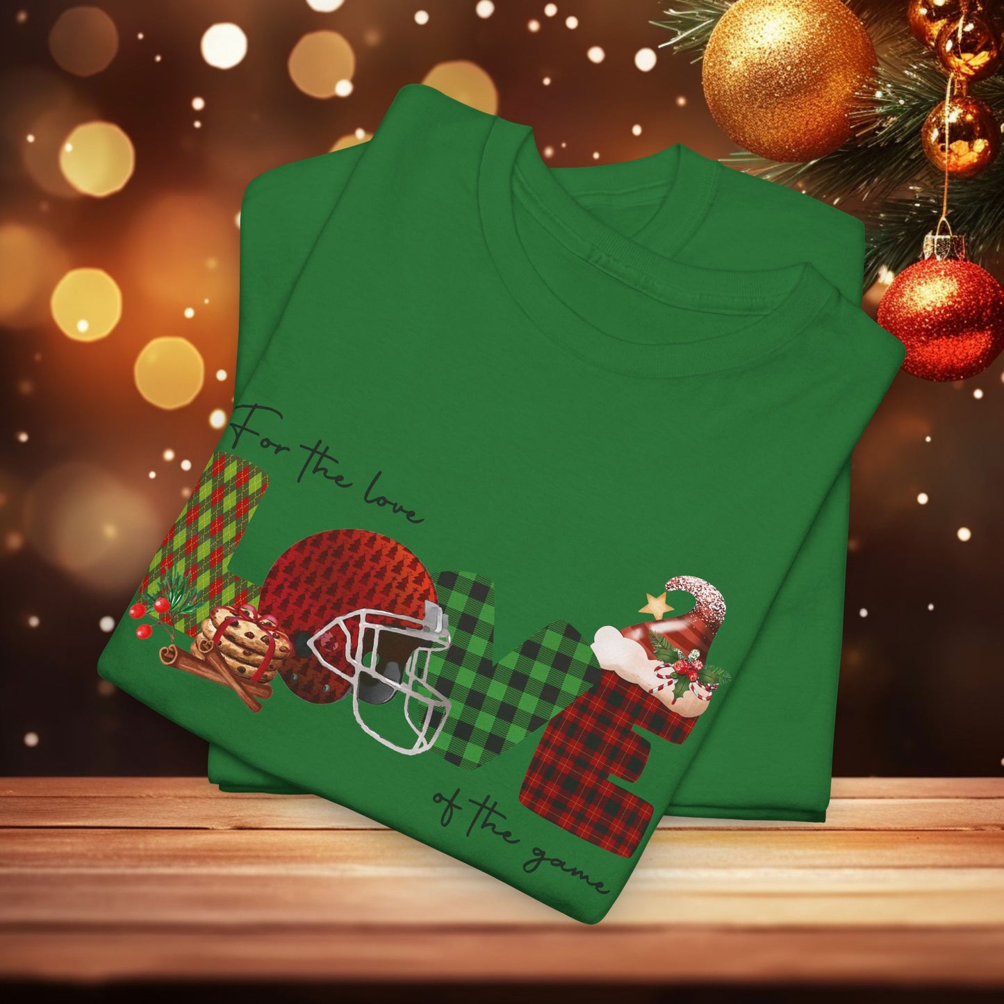 For The Love of the Game Season Christmas Unisex Tee, Football Fan Shirt, Matching Christmas Shirts, Holiday Football Shirt