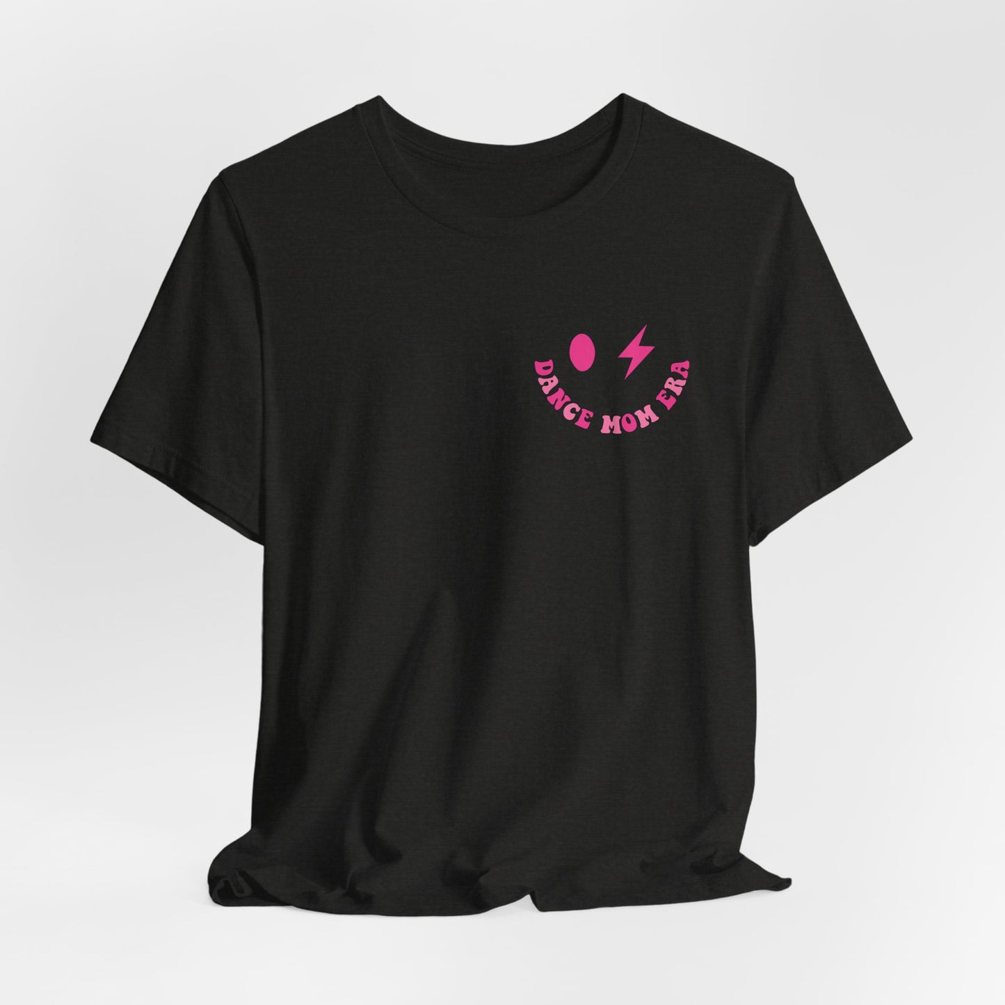 In my Dance mom era retro wavy Pink with happy face mom shirt