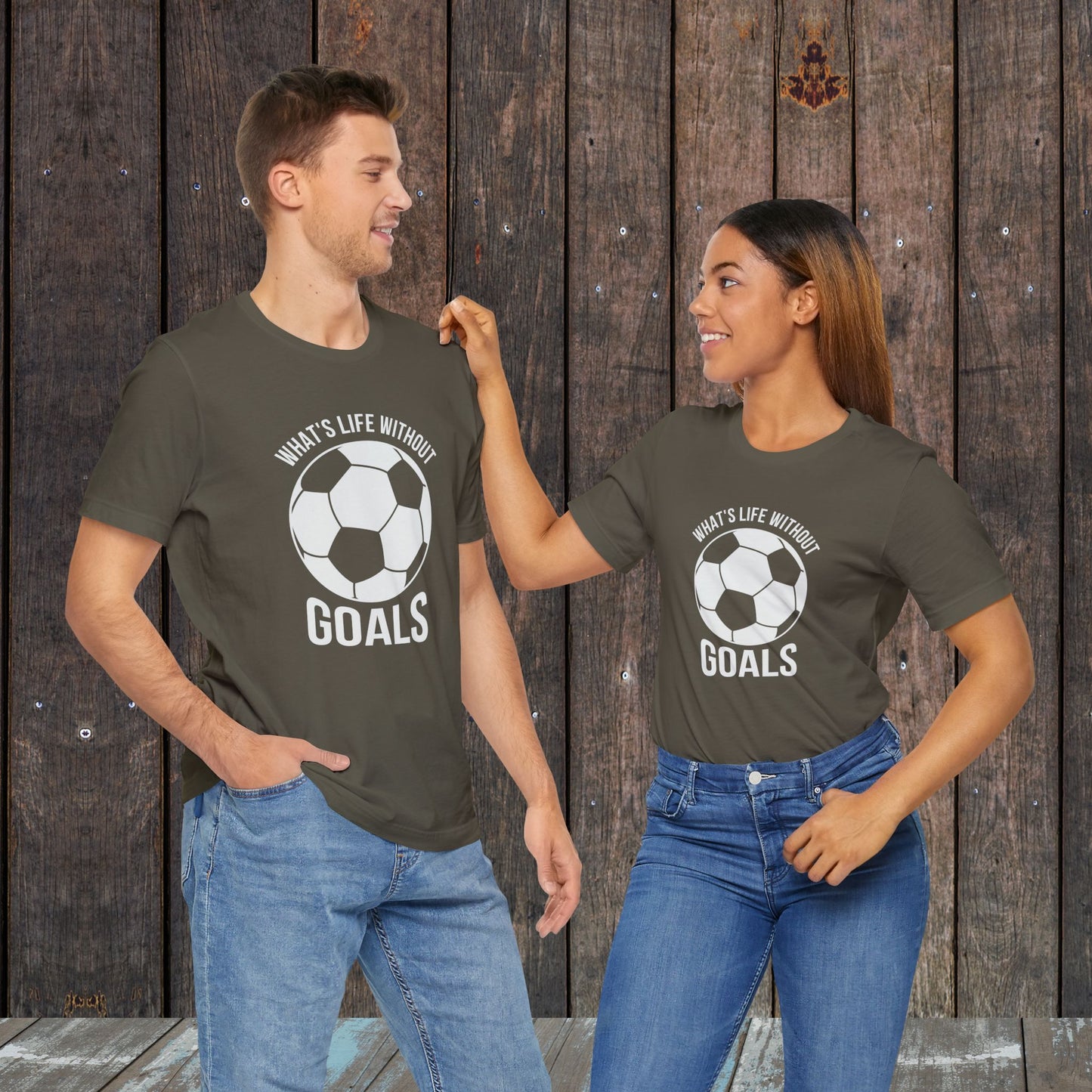 What's life without Goals Soccer mother father matching shirts for game day