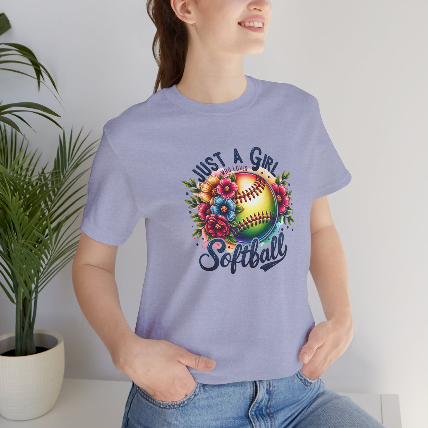 Just a girl that loves Softball floral mom shirt