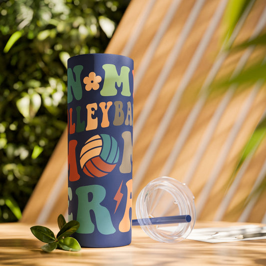 In my Volleyball Mo era wavy retro gift for Mom Simple Skinny Tumbler with Straw, 20oz