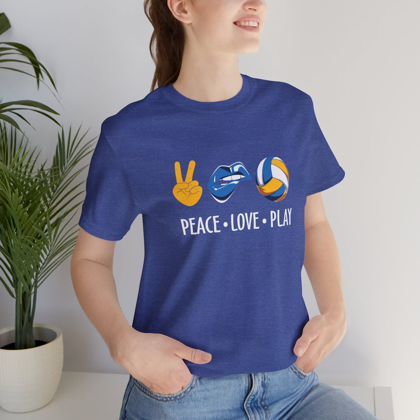 Peace Love Play Volleyball Unisex Jersey Short Sleeve Tee