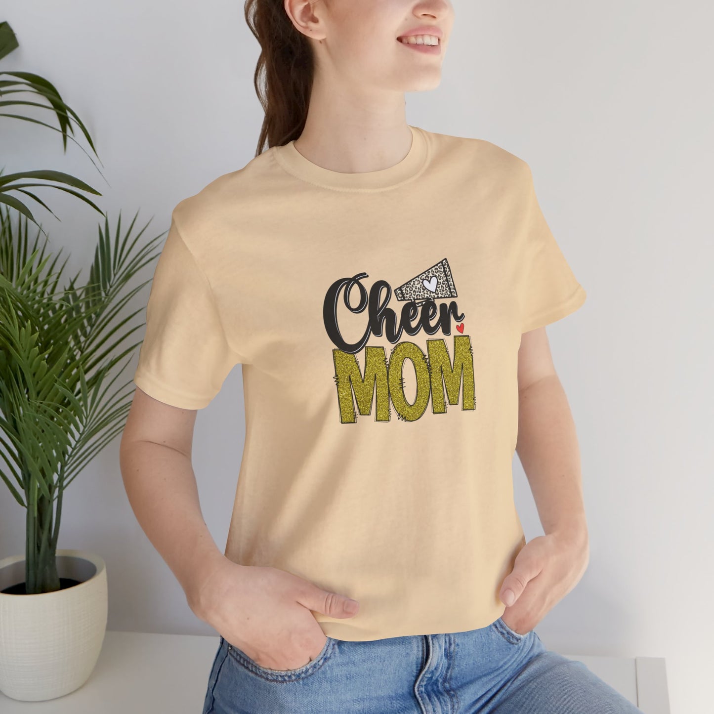 Cheer Mom Mustard color Unisex Jersey Short Sleeve Tee