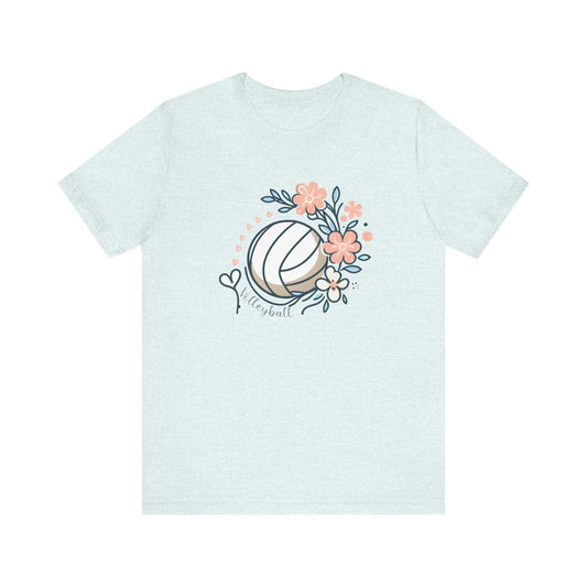 Volleyball Floral Mom Unisex Jersey Short Sleeve Tee