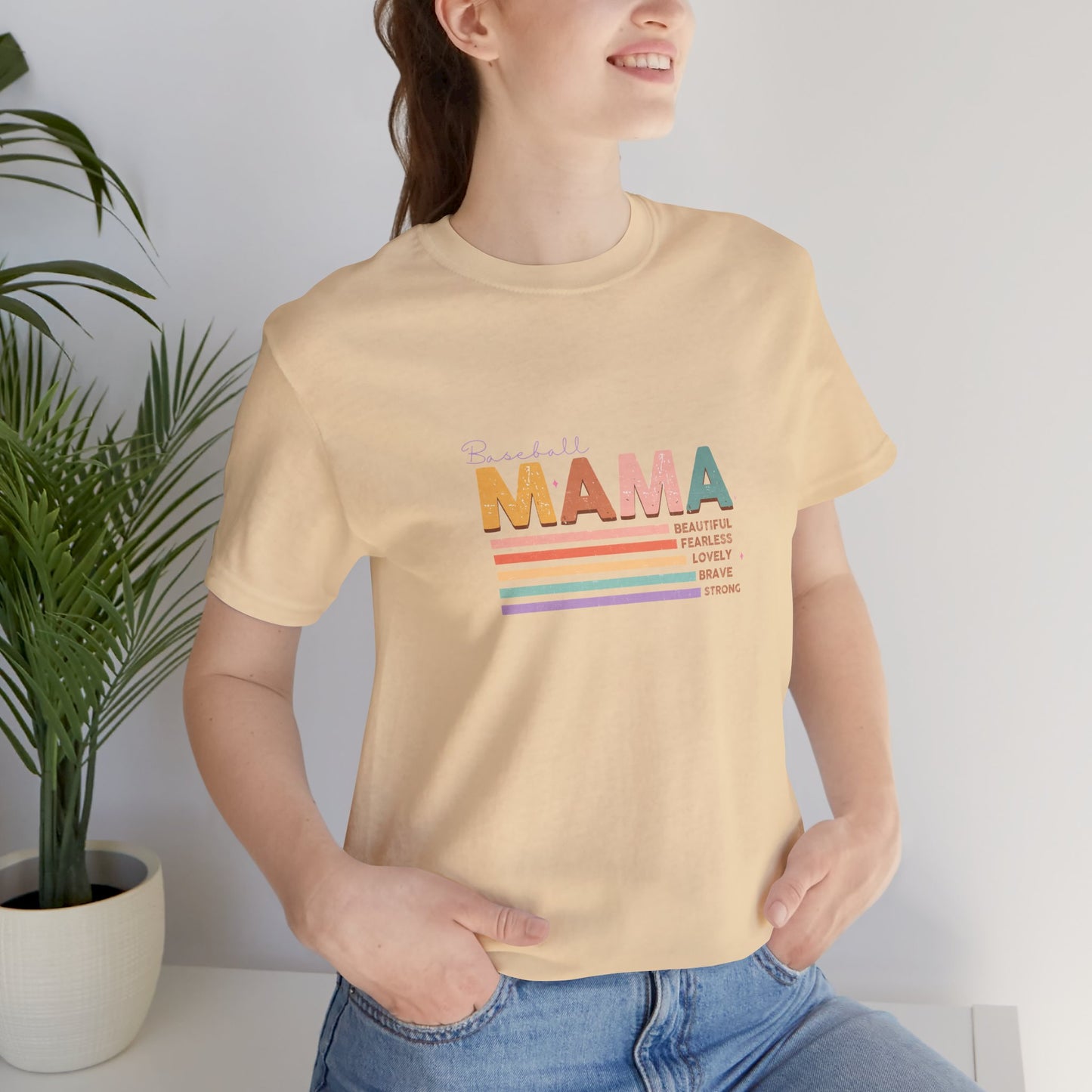 Baseball Mom Mother mama Multi Color Unisex Jersey Short Sleeve Tee