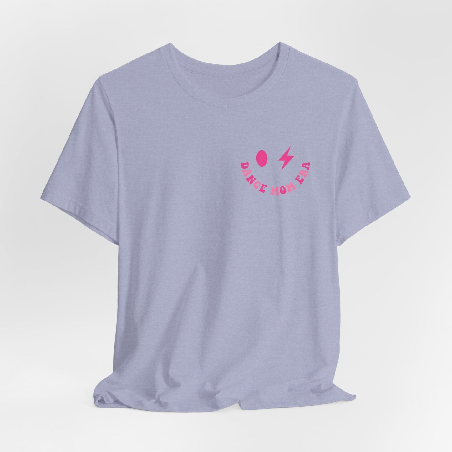 In my Dance mom era retro wavy Pink with happy face mom shirt