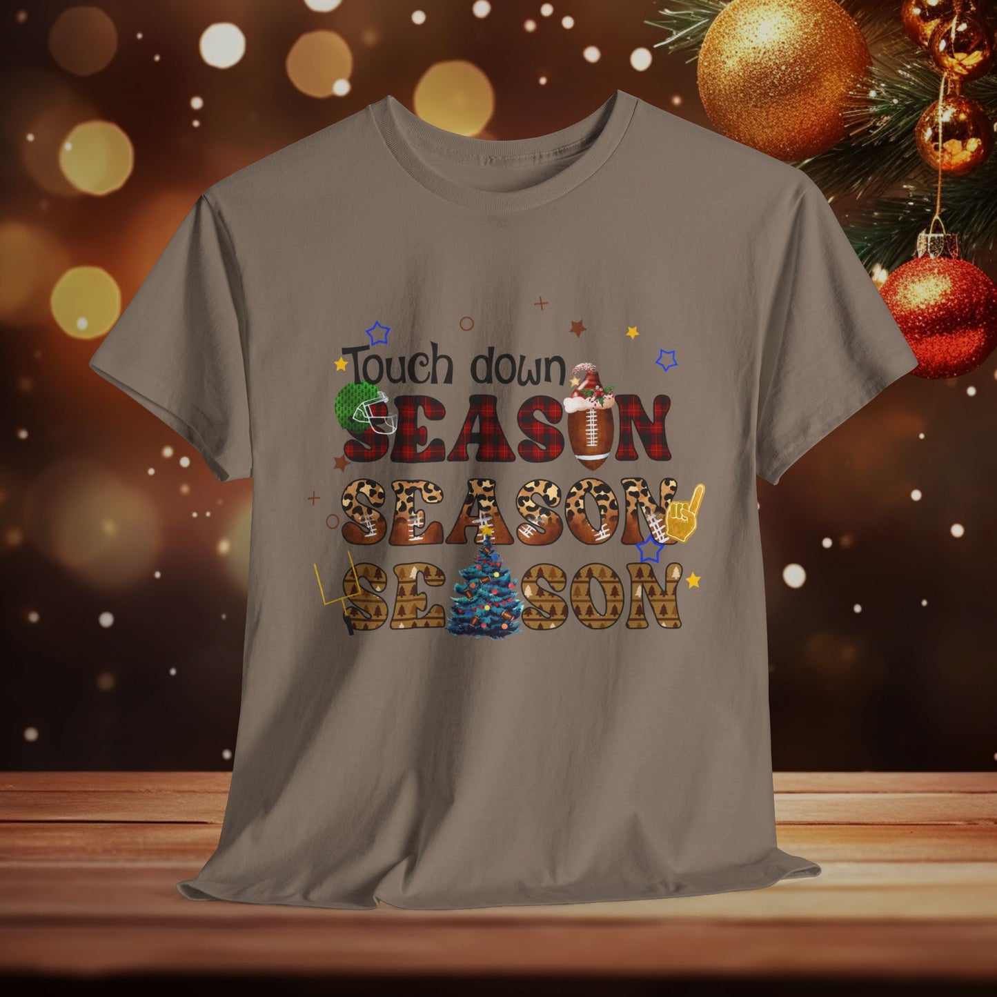 Touchdown Season Christmas Unisex Tee, Football Fan Shirt, Matching Christmas Shirts, Holiday Football Shirt