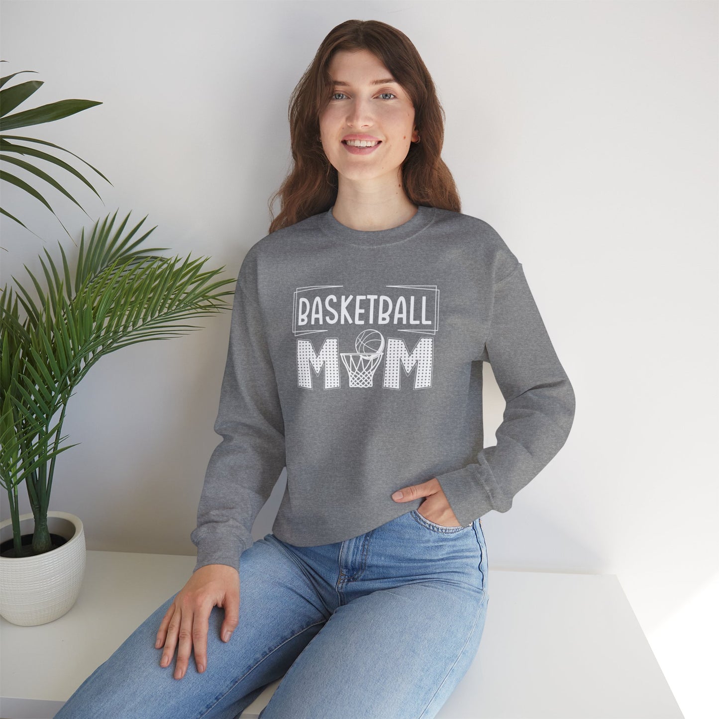 Basketball Mom Unisex Crewneck Sweatshirt with hoops