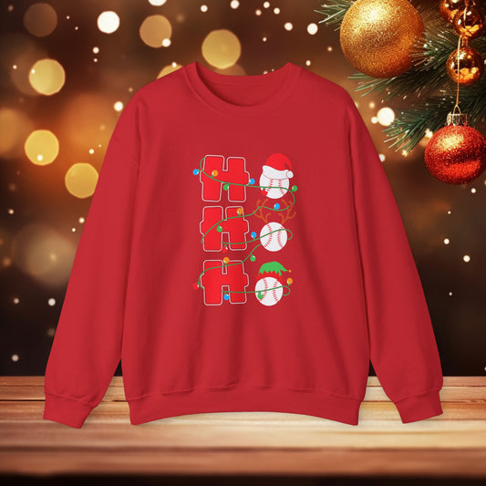 Christmas Baseball Crewneck Sweatshirt, Baseball Lover Gift, Holiday Baseball Jumper, Xmas Lights Sweatshirt, Baseball Fan Apparel,