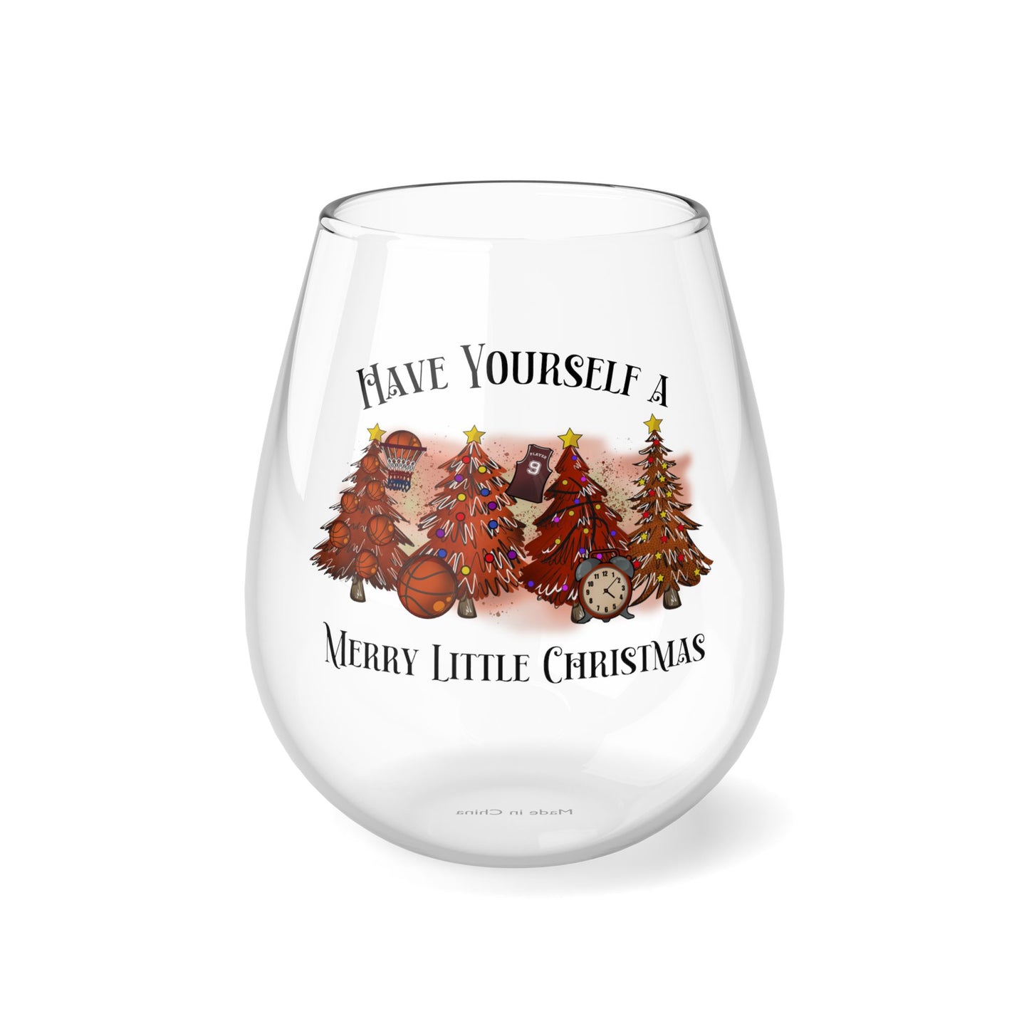 Basketball Christmas Tree Wine Glass