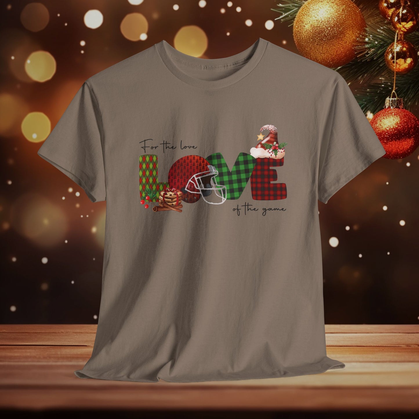 For The Love of the Game Season Christmas Unisex Tee, Football Fan Shirt, Matching Christmas Shirts, Holiday Football Shirt