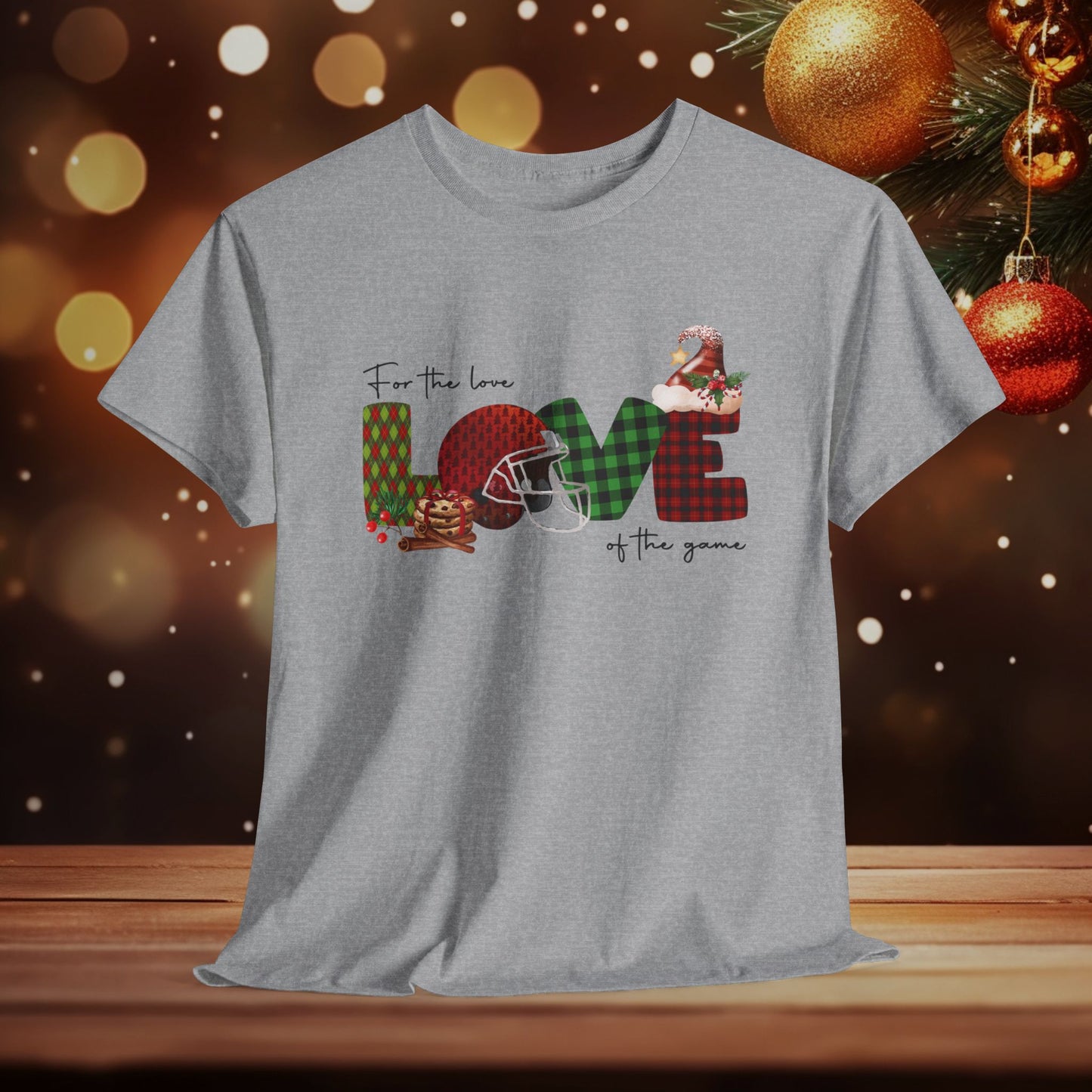 For The Love of the Game Season Christmas Unisex Tee, Football Fan Shirt, Matching Christmas Shirts, Holiday Football Shirt