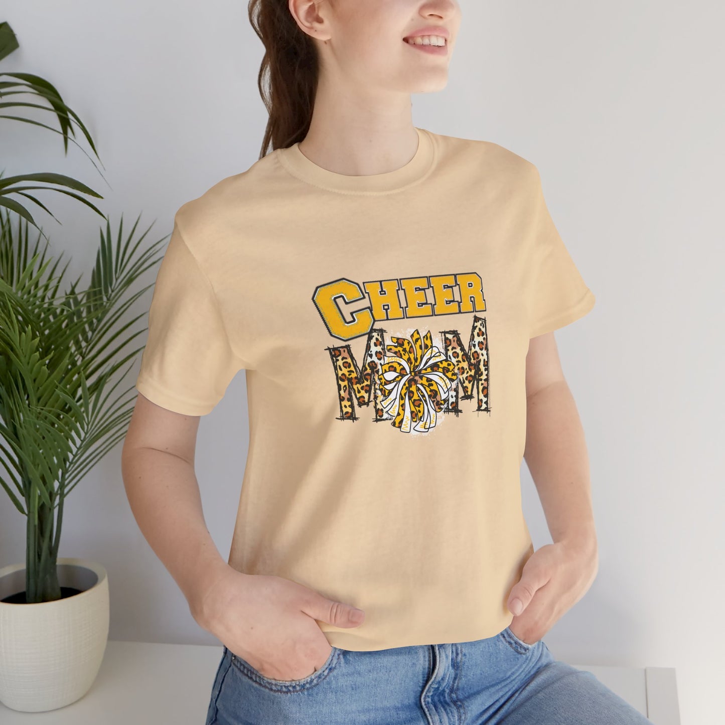 Cheer Mom Yellow Pom Poms Unisex Jersey Short Sleeve Tee