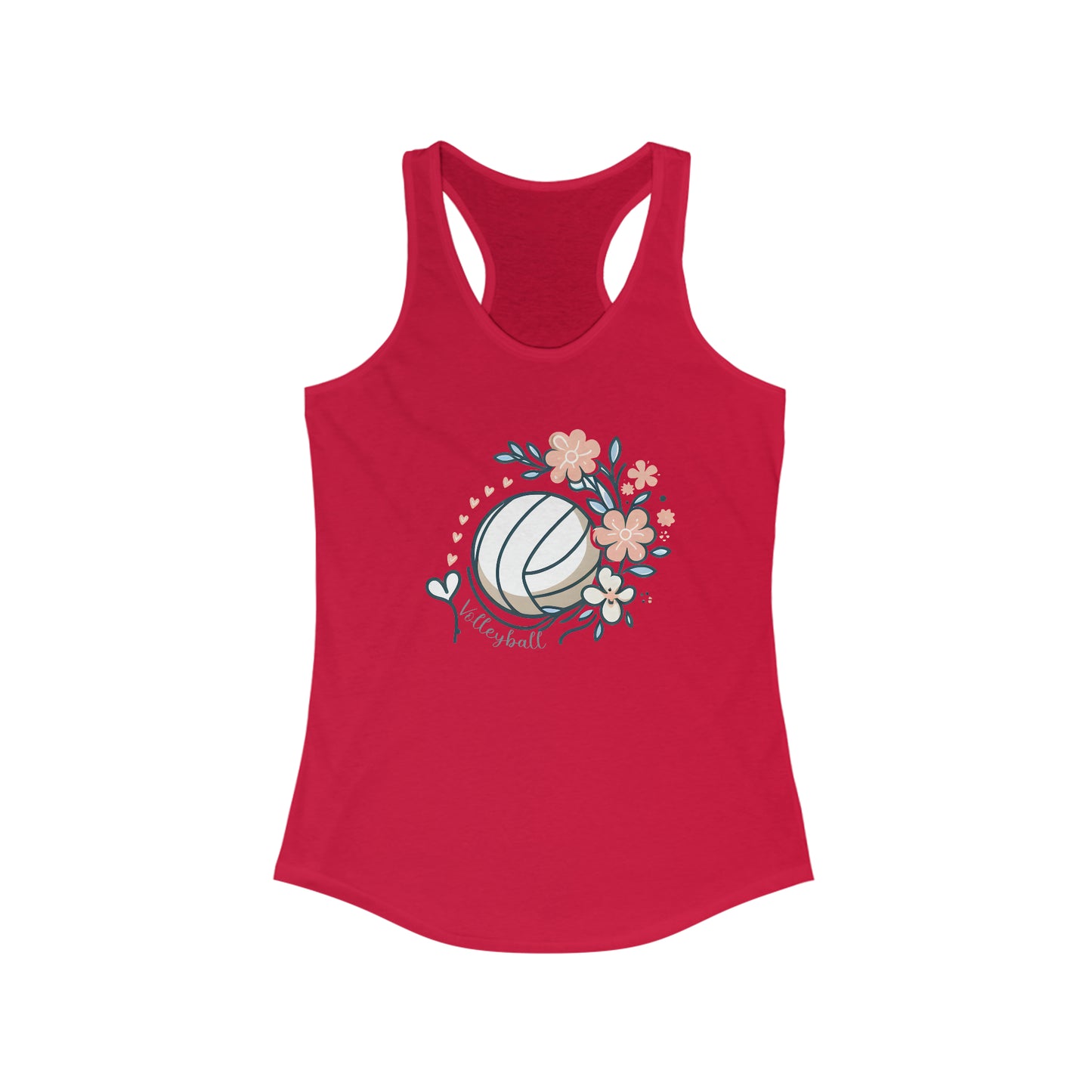 Custom Volleyball Flowers and hearts Women's Ideal Racerback Tank