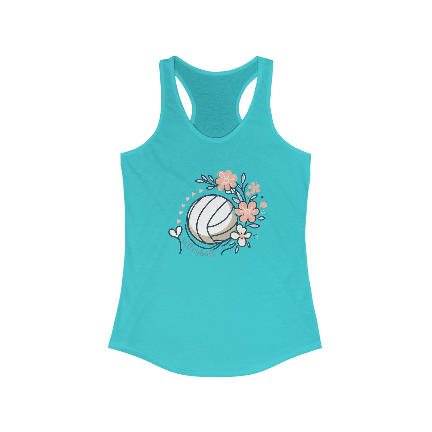 Custom Volleyball Flowers and hearts Women's Ideal Racerback Tank