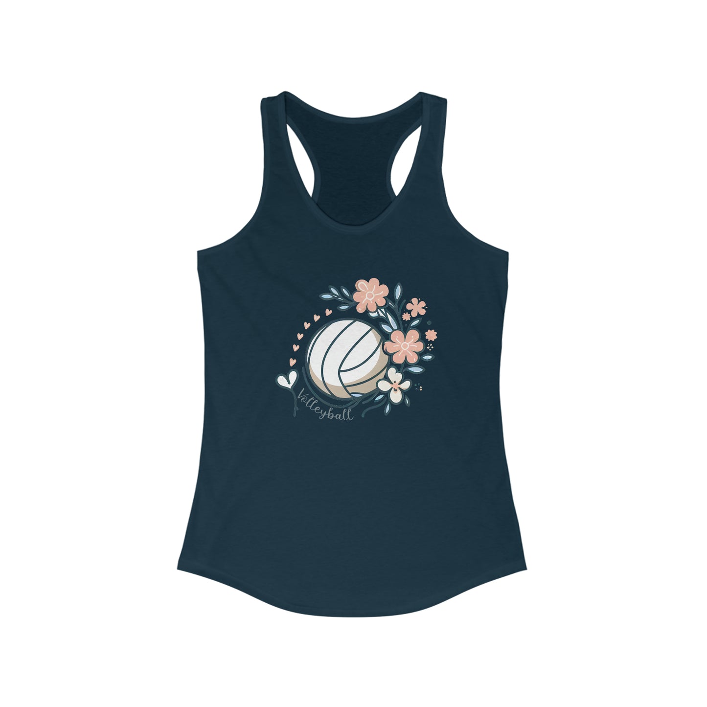 Custom Volleyball Flowers and hearts Women's Ideal Racerback Tank