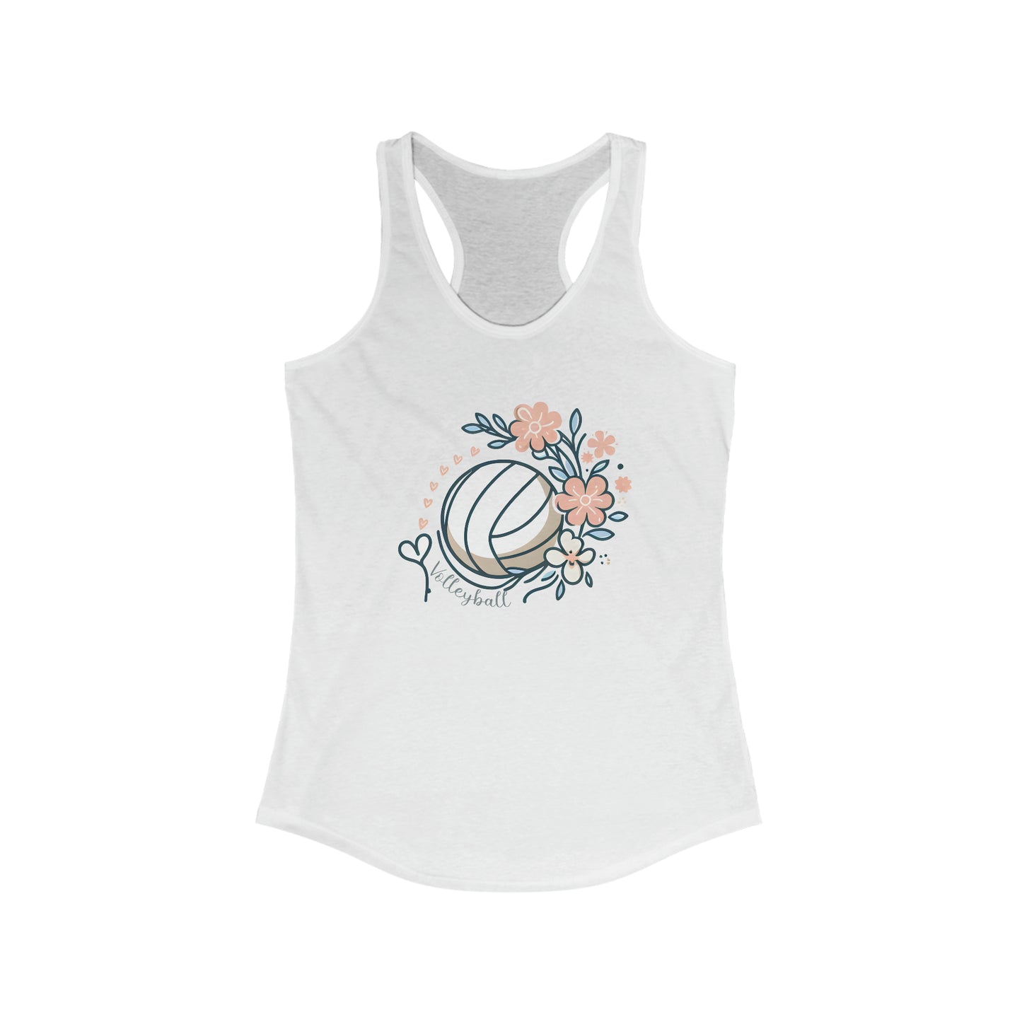 Custom Volleyball Flowers and hearts Women's Ideal Racerback Tank