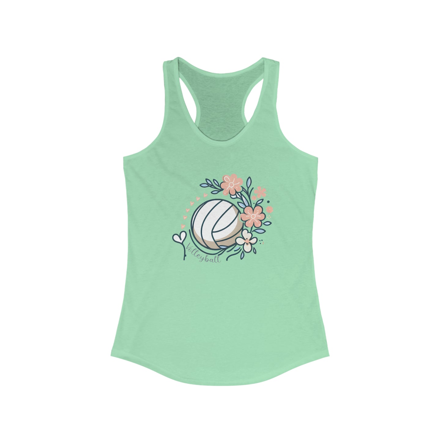 Custom Volleyball Flowers and hearts Women's Ideal Racerback Tank