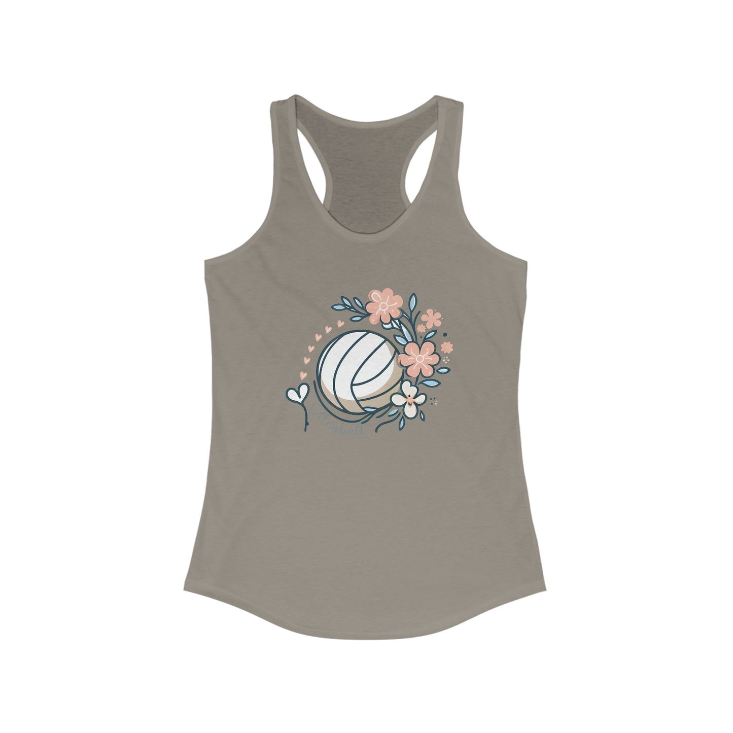 Custom Volleyball Flowers and hearts Women's Ideal Racerback Tank