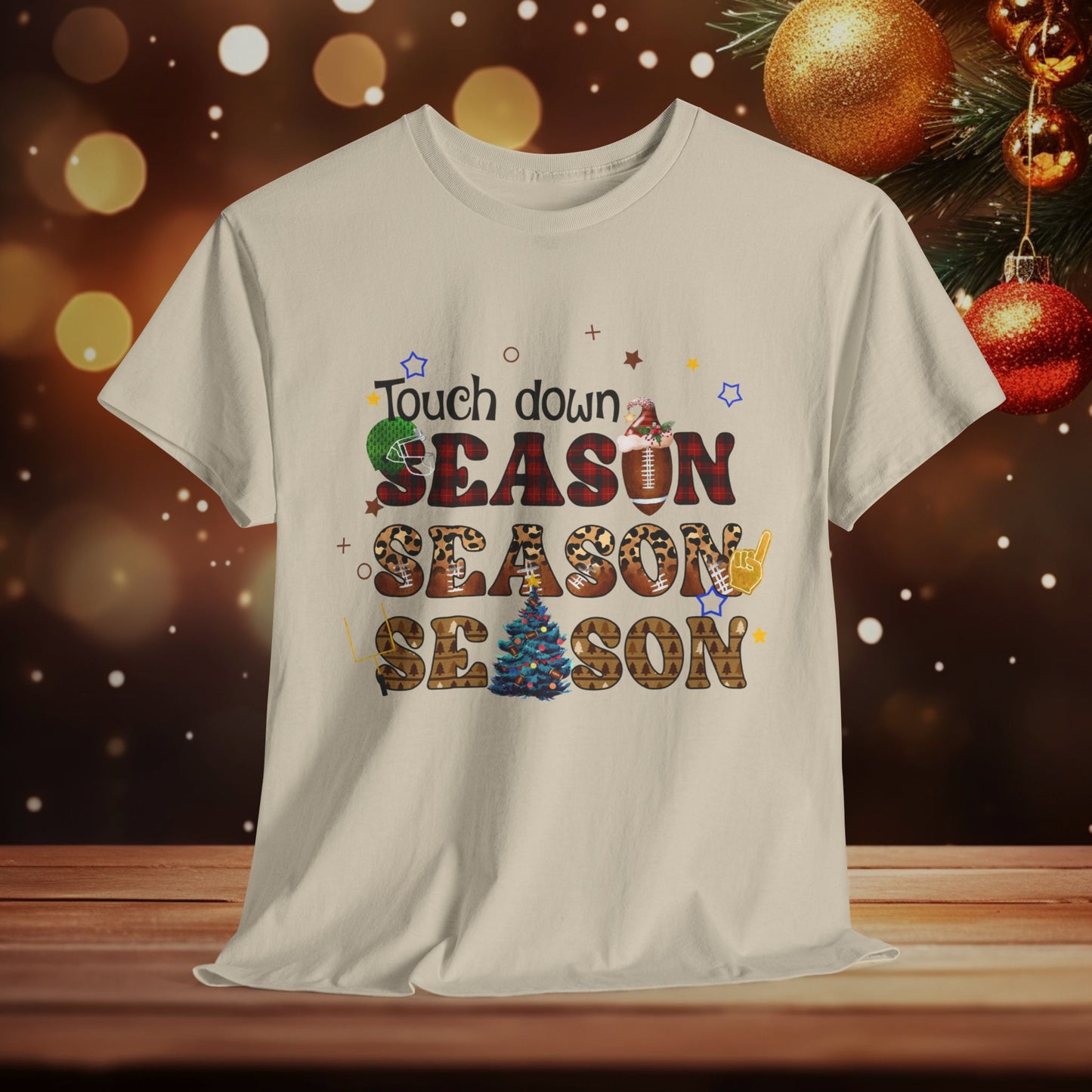 Touchdown Season Christmas Unisex Tee, Football Fan Shirt, Matching Christmas Shirts, Holiday Football Shirt