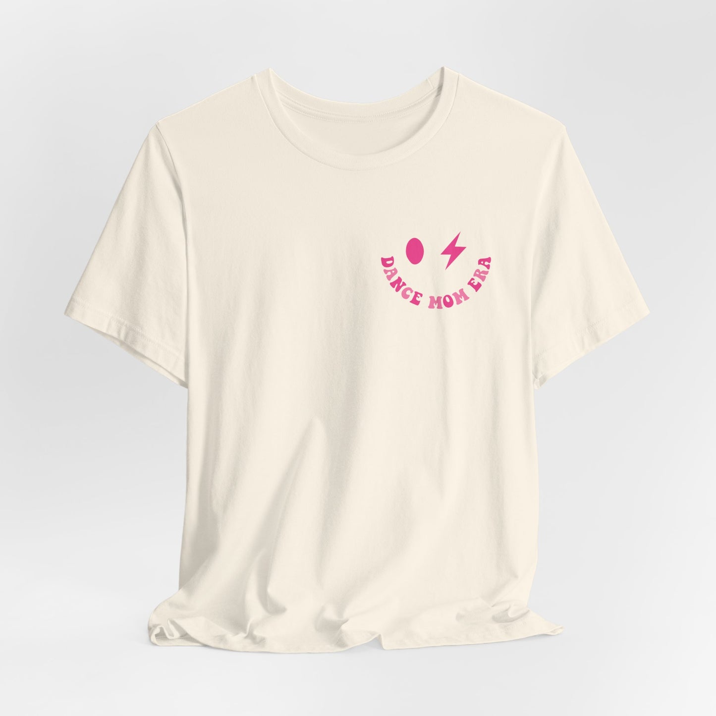 In my Dance mom era retro wavy Pink with happy face mom shirt