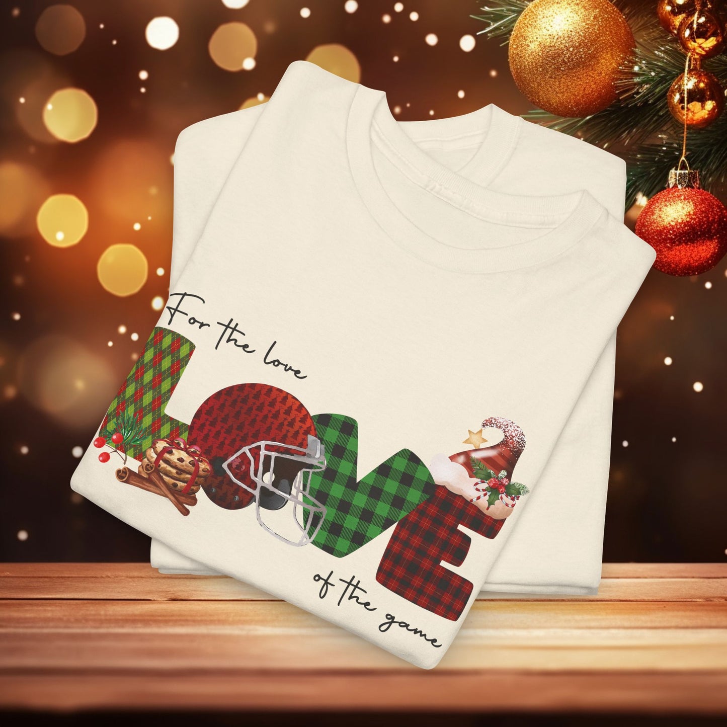 For The Love of the Game Season Christmas Unisex Tee, Football Fan Shirt, Matching Christmas Shirts, Holiday Football Shirt