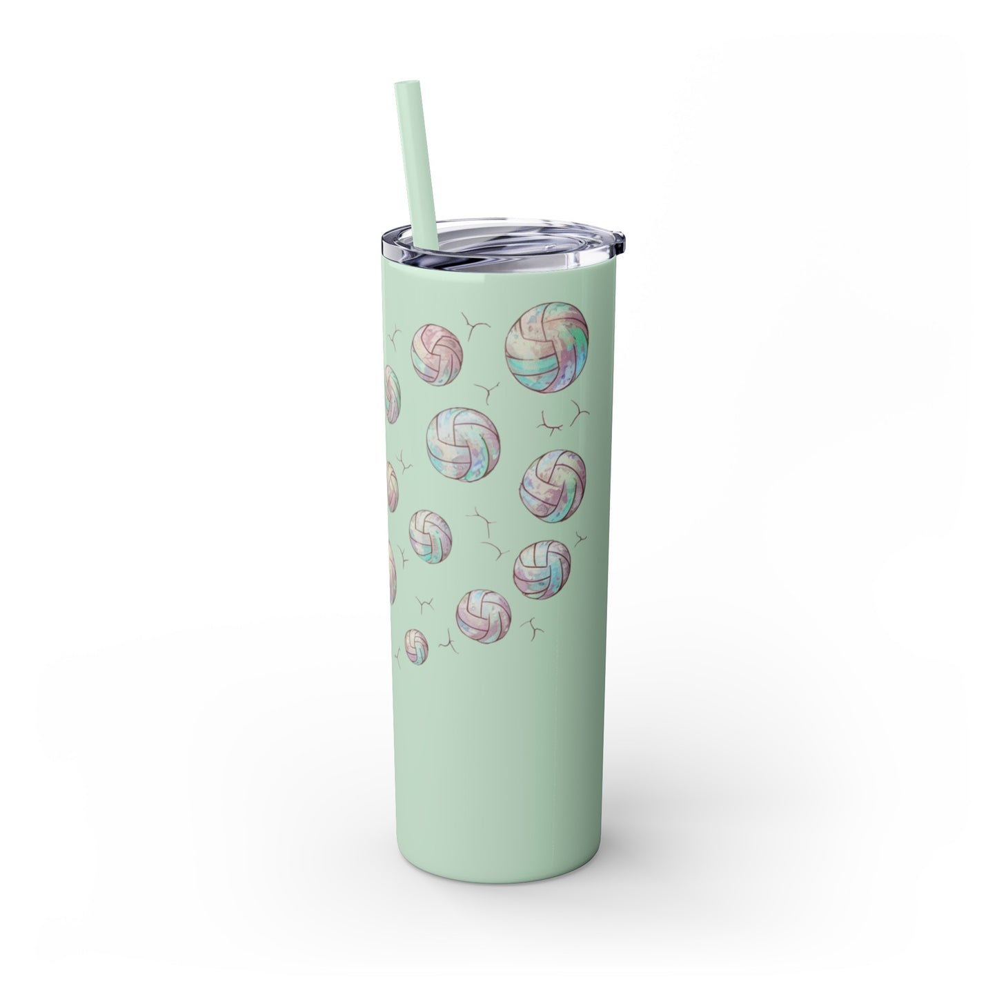 Dandelion Volleyball Mother's day gift Skinny Tumbler with Straw, 20oz