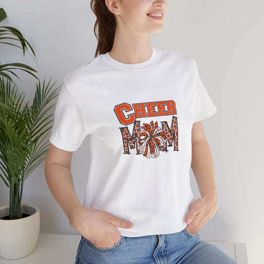 Cheer Mom Orange Pom Poms Unisex Jersey Short Sleeve Tee