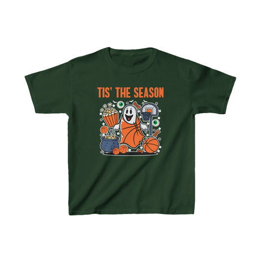 Tis the Season Halloween Basketball Ghost Kids Tee