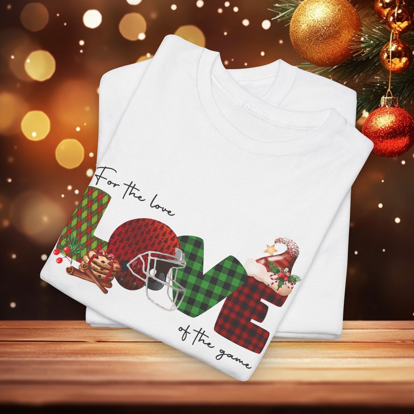 For The Love of the Game Season Christmas Unisex Tee, Football Fan Shirt, Matching Christmas Shirts, Holiday Football Shirt