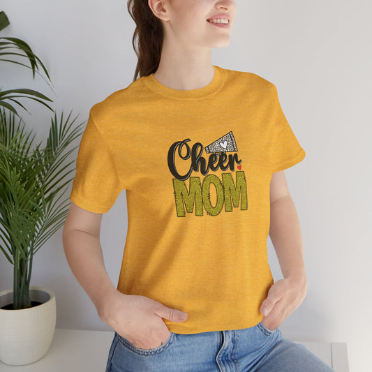 Cheer Mom Mustard color Unisex Jersey Short Sleeve Tee