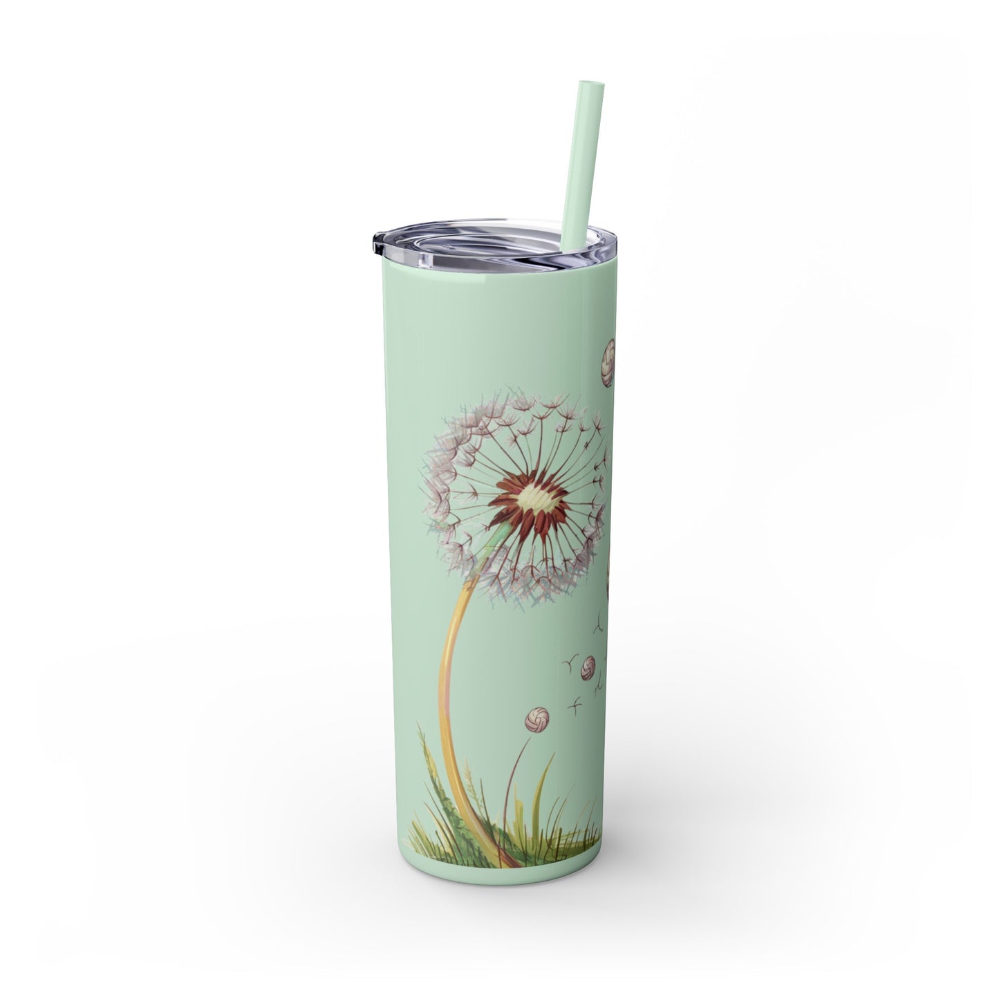 Dandelion Volleyball Mother's day gift Skinny Tumbler with Straw, 20oz