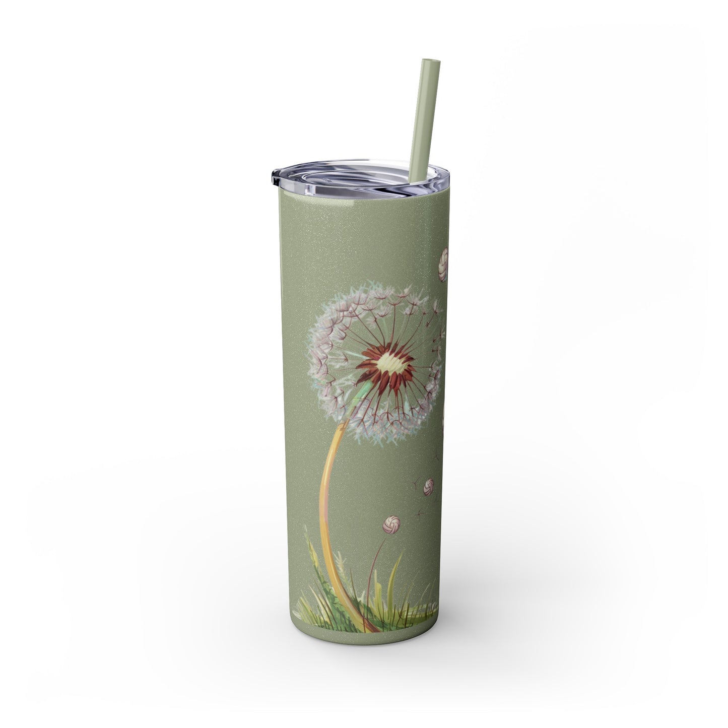 Dandelion Volleyball Mother's day gift Skinny Tumbler with Straw, 20oz