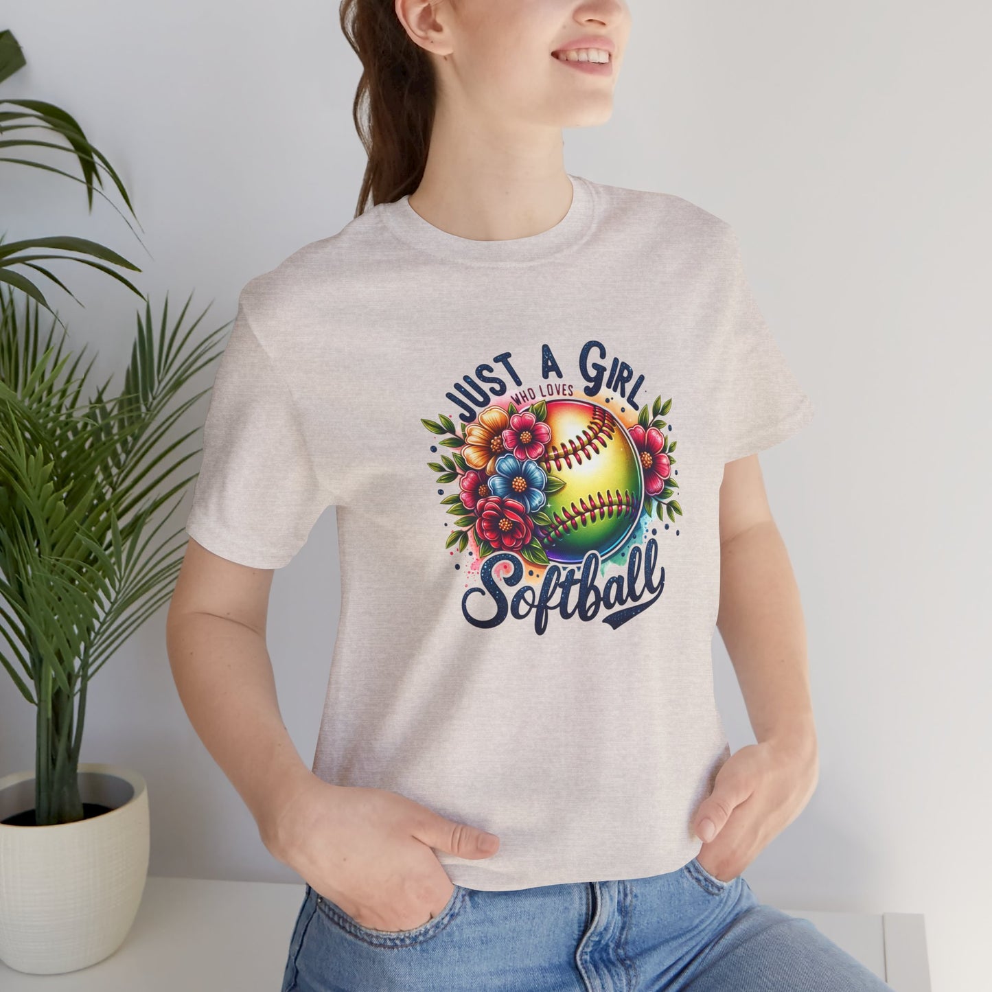 Just a girl that loves Softball floral mom shirt