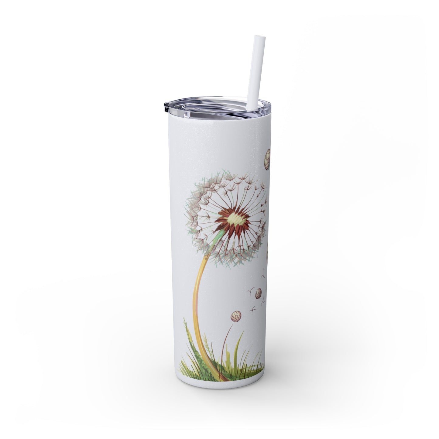 Dandelion Volleyball Mother's day gift Skinny Tumbler with Straw, 20oz