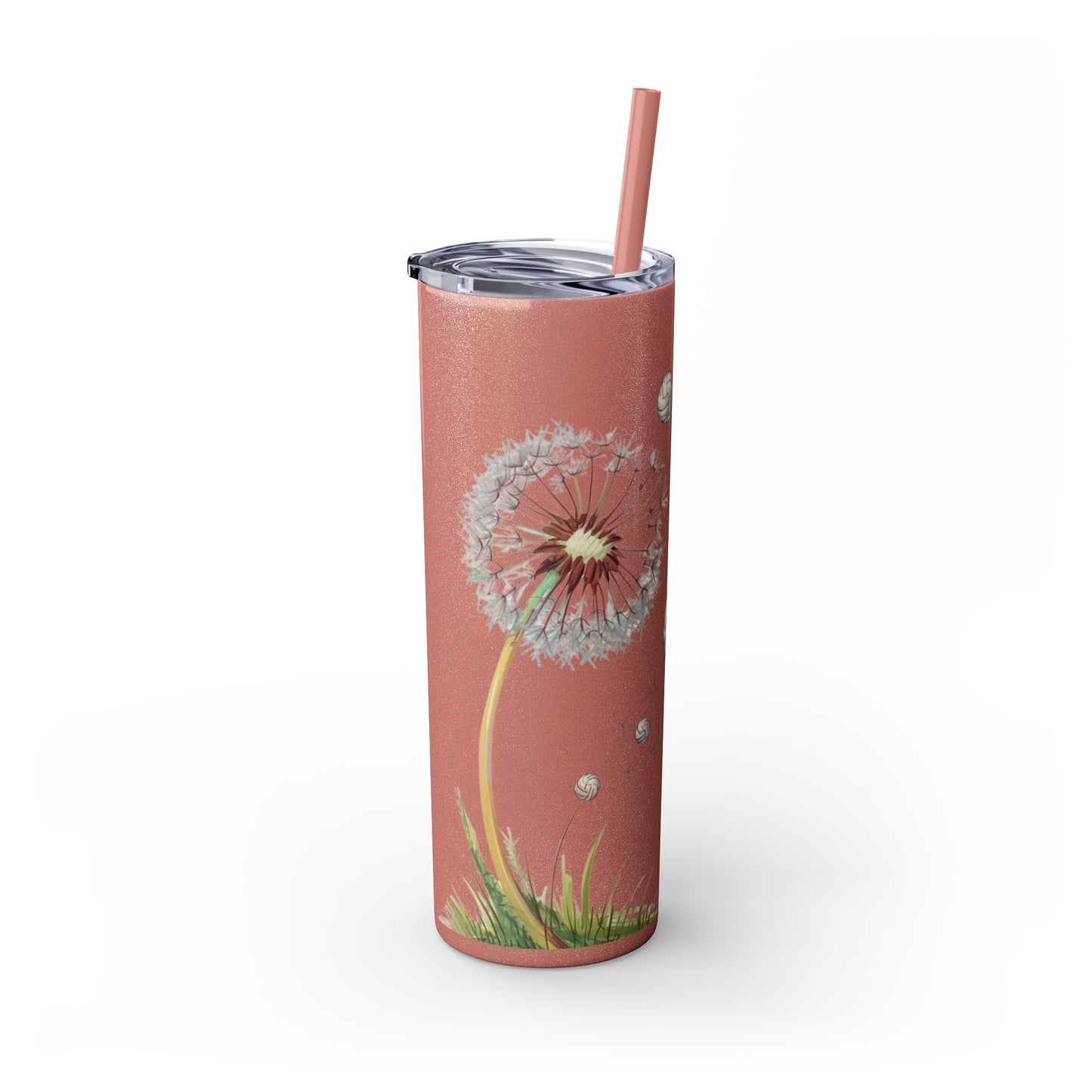 Dandelion Volleyball Mother's day gift Skinny Tumbler with Straw, 20oz