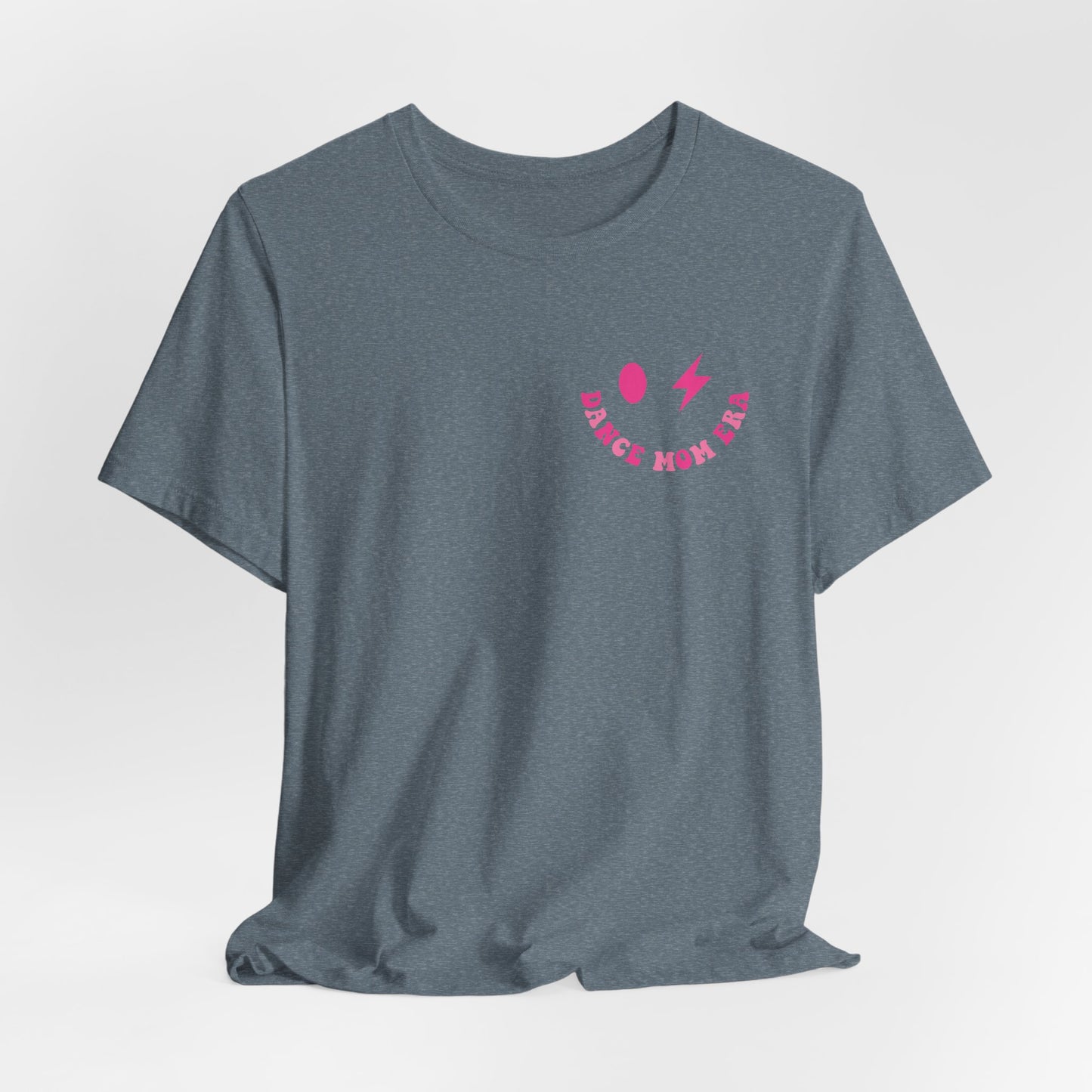 In my Dance mom era retro wavy Pink with happy face mom shirt