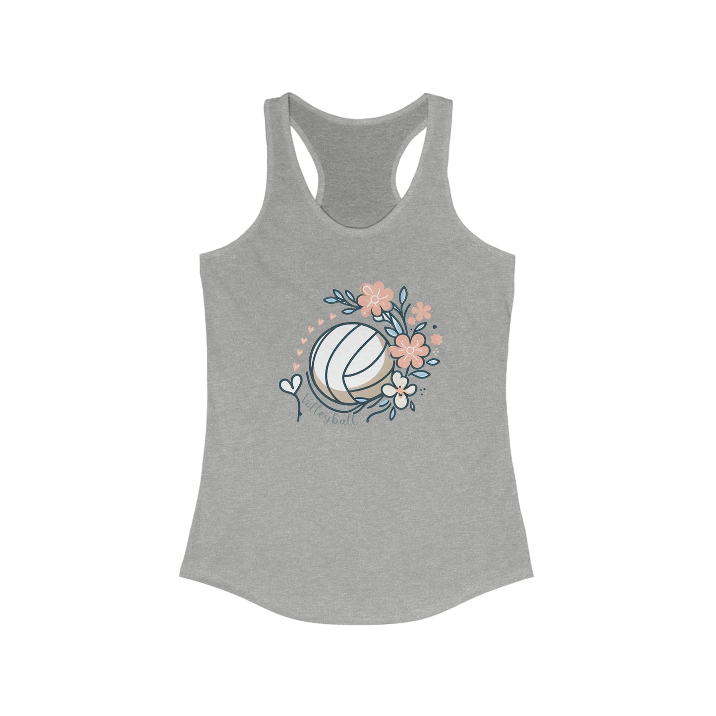 Custom Volleyball Flowers and hearts Women's Ideal Racerback Tank