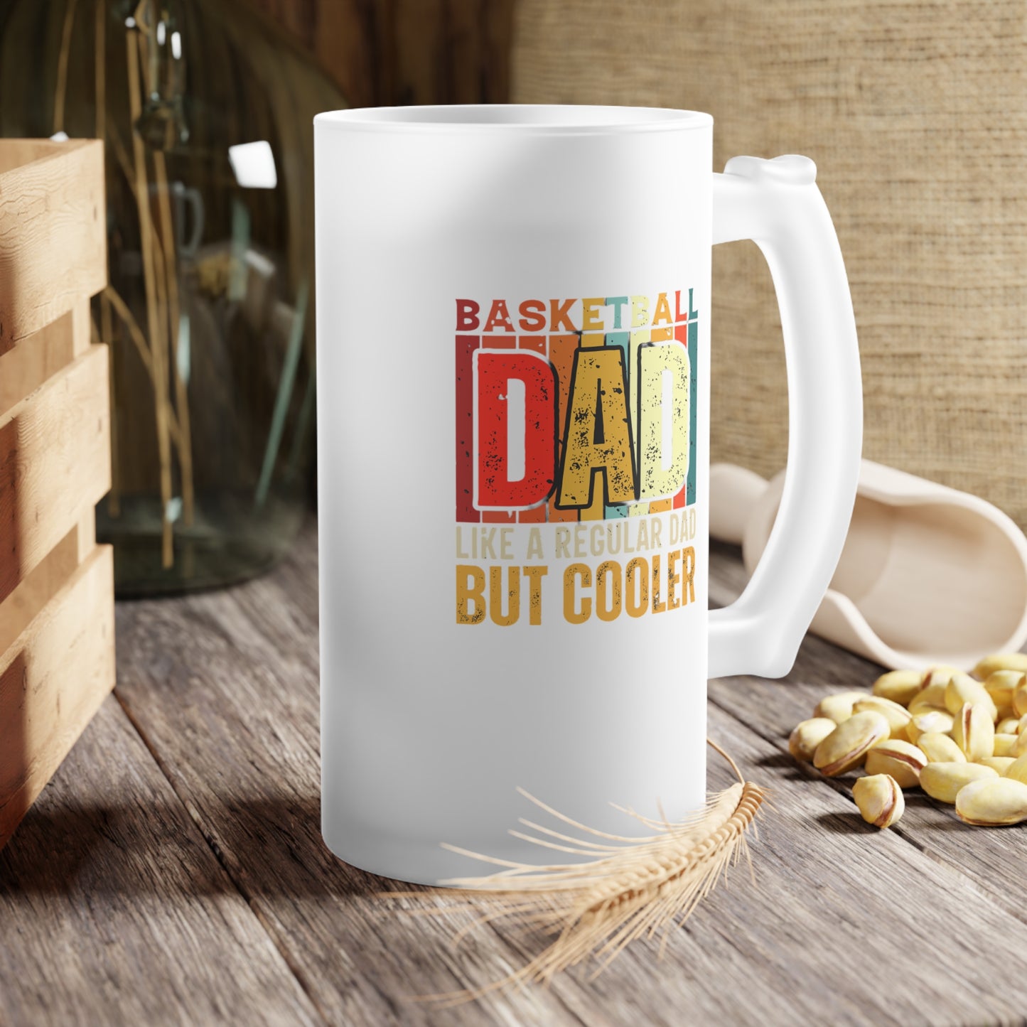 Cool Basketball Dad Frosted Glass Beer Mug