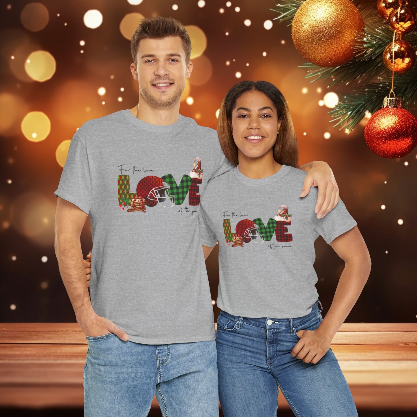 For The Love of the Game Season Christmas Unisex Tee, Football Fan Shirt, Matching Christmas Shirts, Holiday Football Shirt