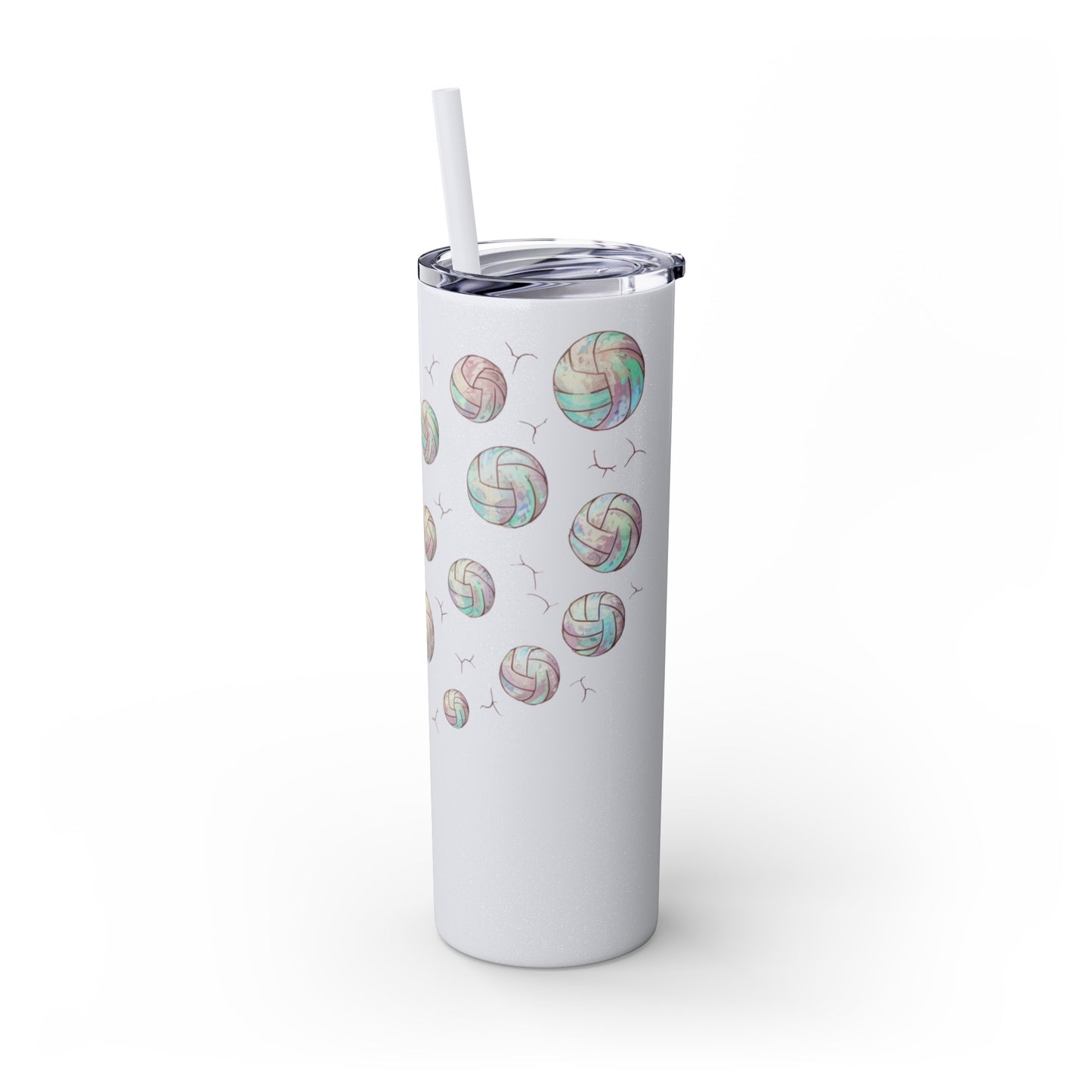 Dandelion Volleyball Mother's day gift Skinny Tumbler with Straw, 20oz