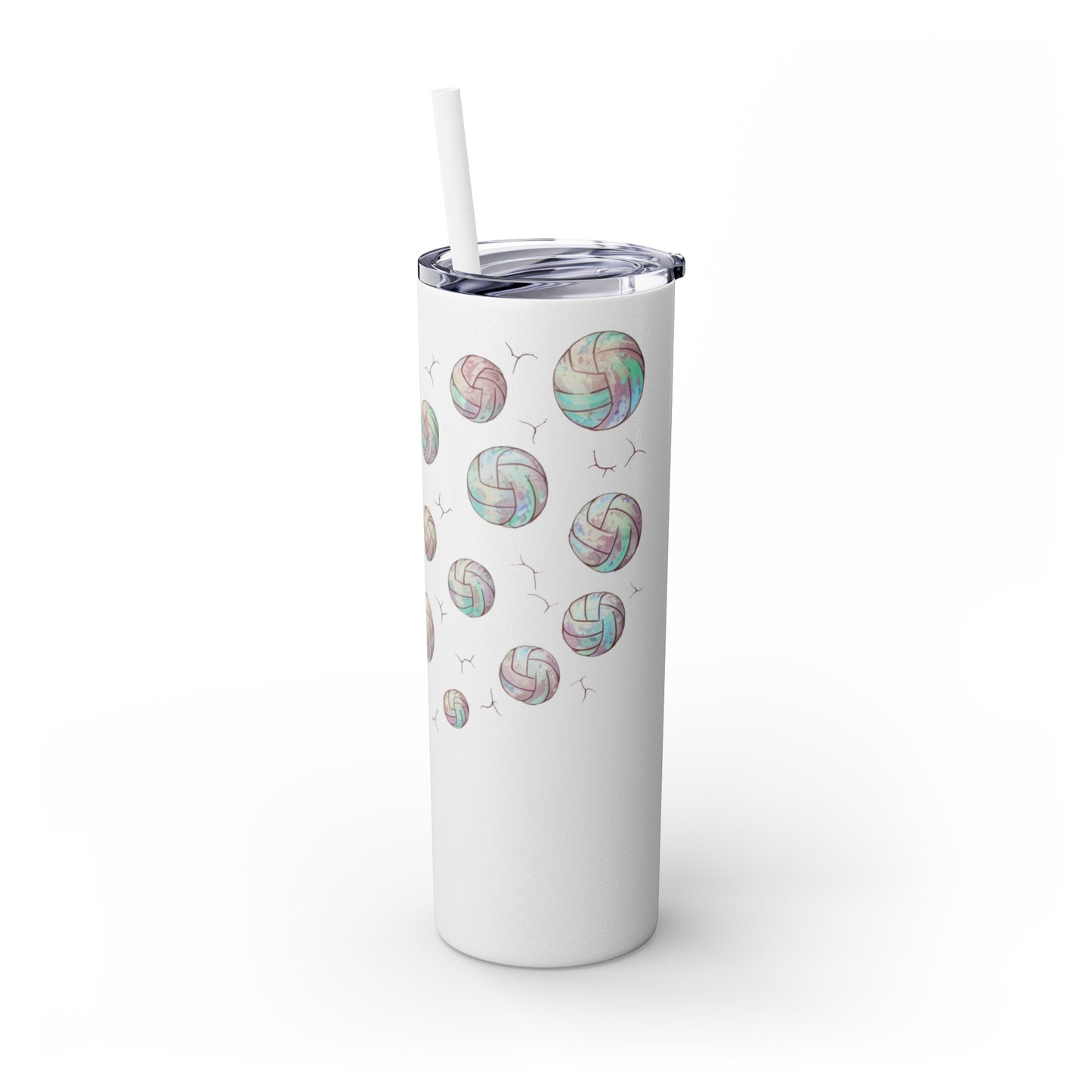 Dandelion Volleyball Mother's day gift Skinny Tumbler with Straw, 20oz