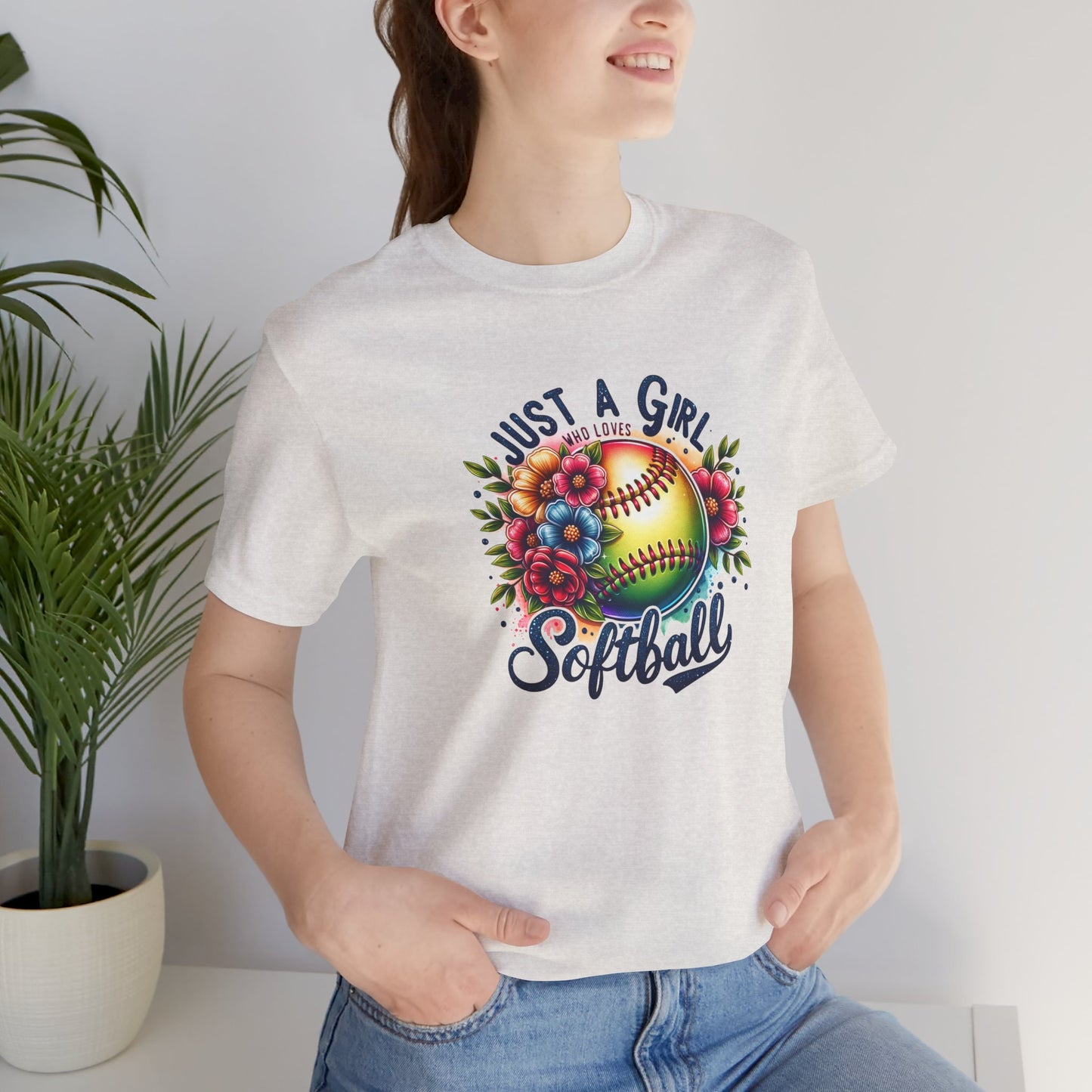 Just a girl that loves Softball floral mom shirt