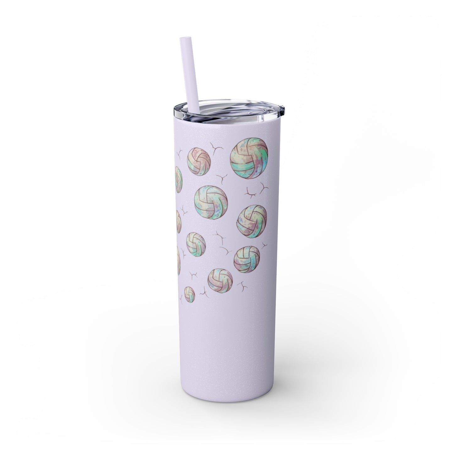 Dandelion Volleyball Mother's day gift Skinny Tumbler with Straw, 20oz