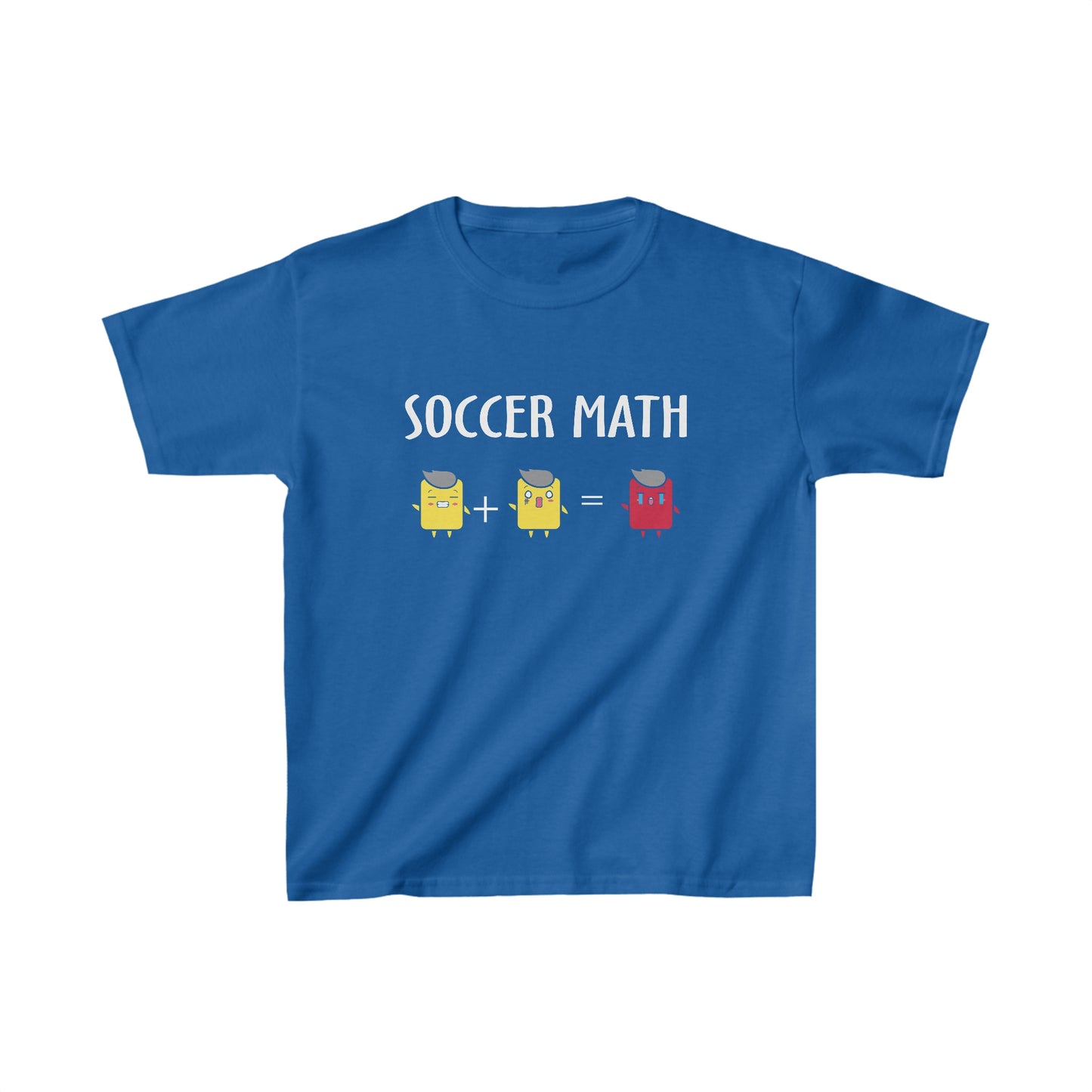 Soccer Math 2 yellow cars equal red card funny cute Kids Cotton Tee