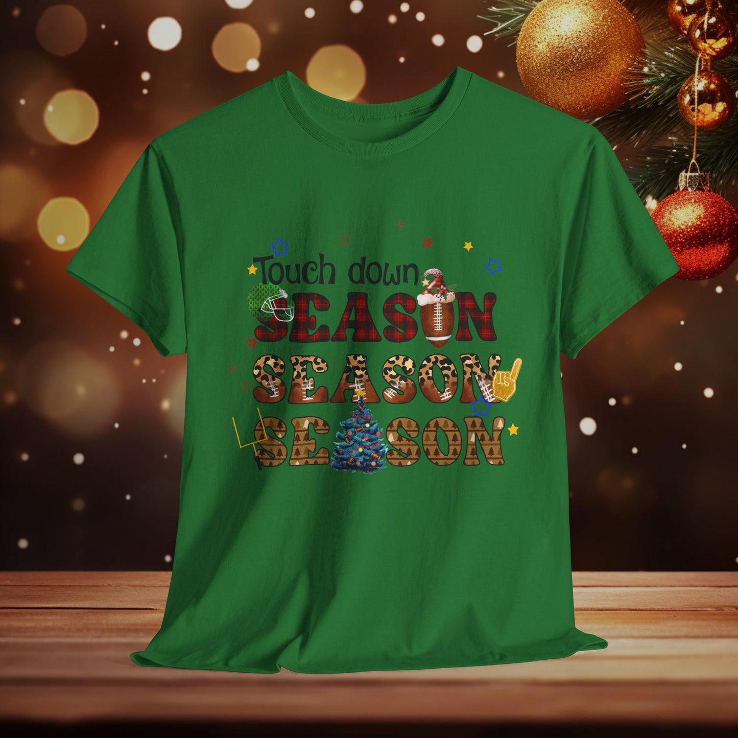 Touchdown Season Christmas Unisex Tee, Football Fan Shirt, Matching Christmas Shirts, Holiday Football Shirt